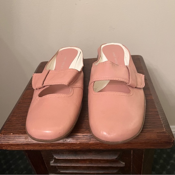 Y2K Nine West Pink Leather Cut Out Loafer Mules - Picture 2 of 7